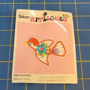 Vintage From 1973 Colorful Bird Applique Patch New